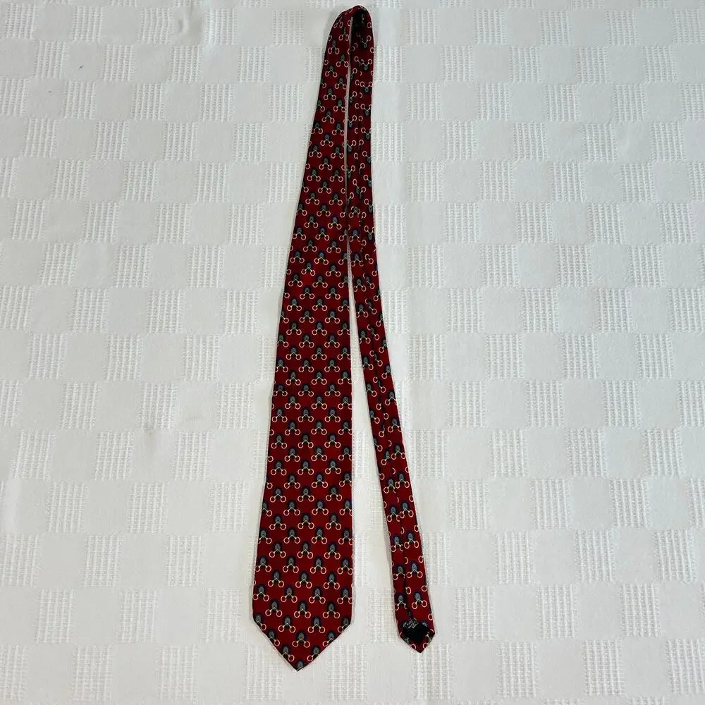 Paulo Gucci Red Blue Gold Mens Necktie 100% Silk Hand Finished